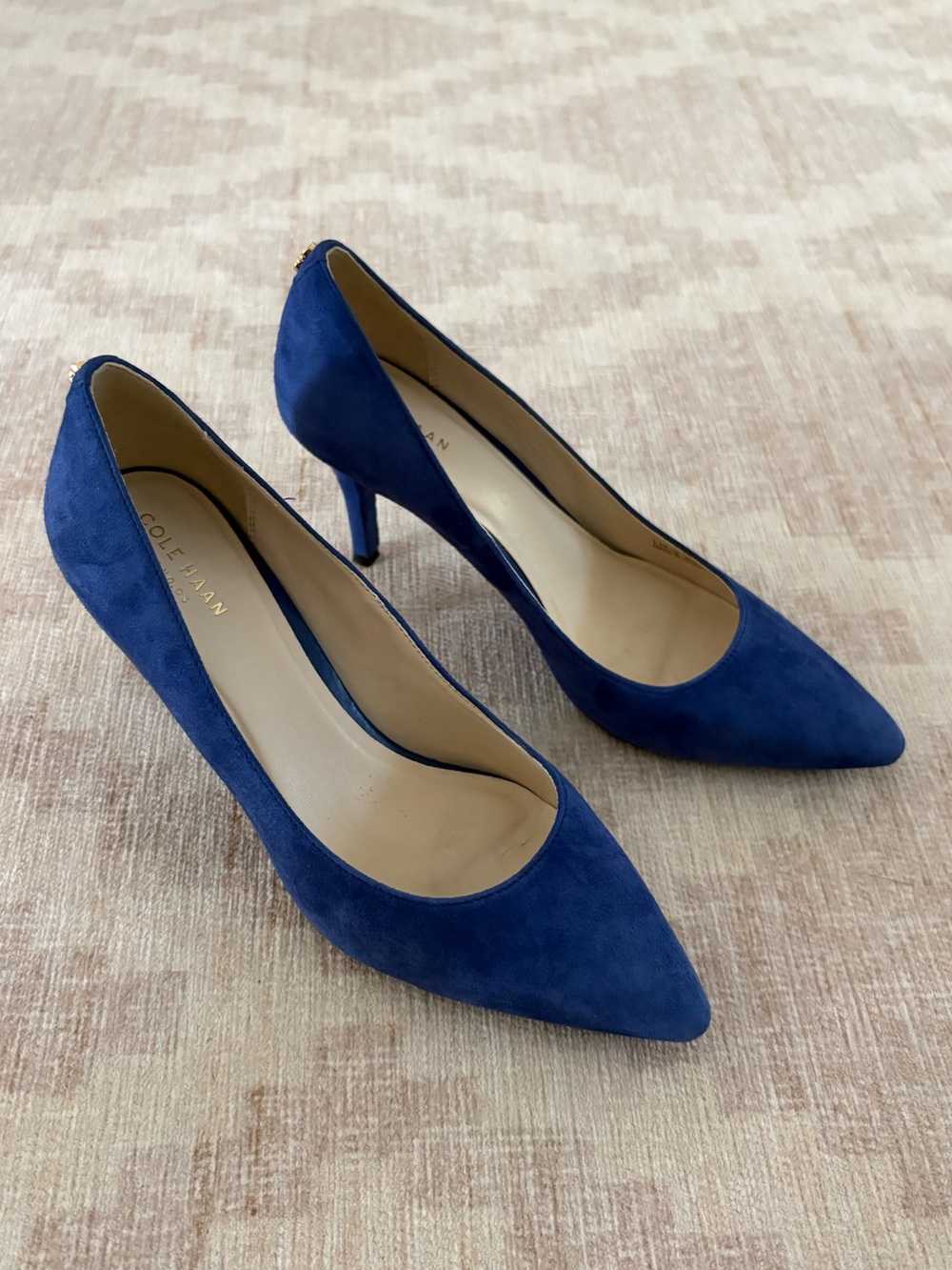 Cole Haan Blue Suede Pointed-Toe Pumps 7B